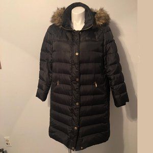 Kors Feather & Down Filled Coat w/ Fur Rimmed Hood